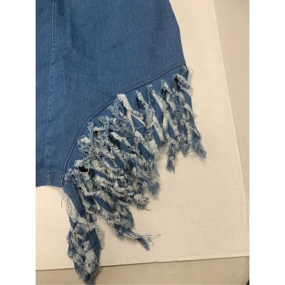 Denim Fringe Detail Plus Size Dress - Picture 3 of 11
